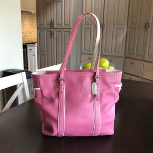 Pink Leather COACH Tote Bag